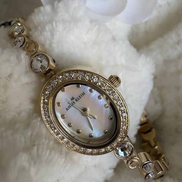Anne Klein Accessories - Anne Klein Women Gold Oval Swarovski Crystal Watch Mother of Pearl Dial Bracelet